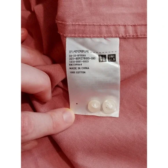 Uniqlo Oxford Button Down Crisp 100% Cotton Size M Pink/Light Brick. Excellent - Picture 7 of 10
